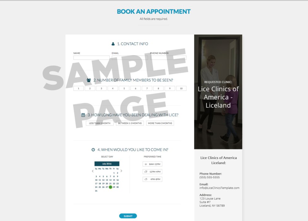 Sample page of how to book an appointment